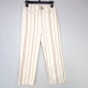 ModCloth Linen Blend Pedal Pushers Pants Size 4 Cropped Straight Striped